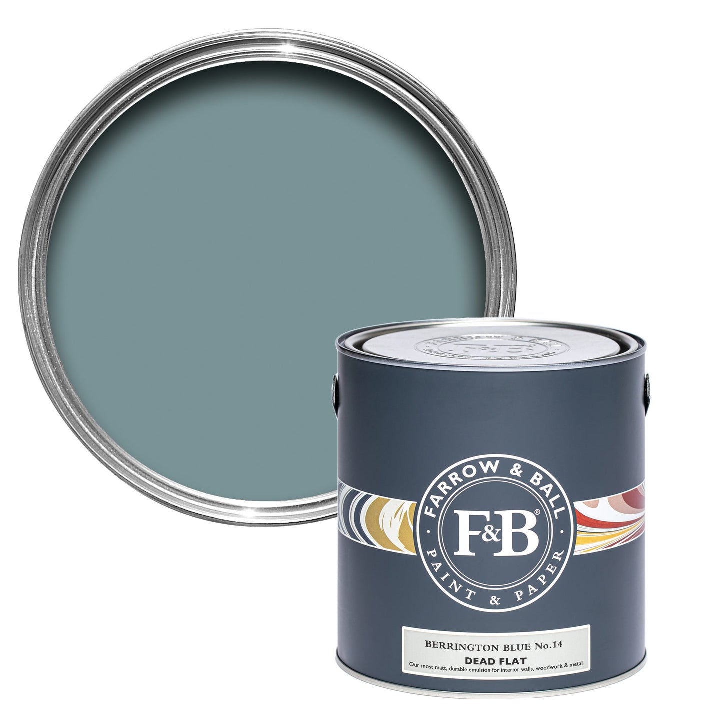 Farrow & Ball Multi Surface 2.5L Dead Flat Berrington Blue No.14