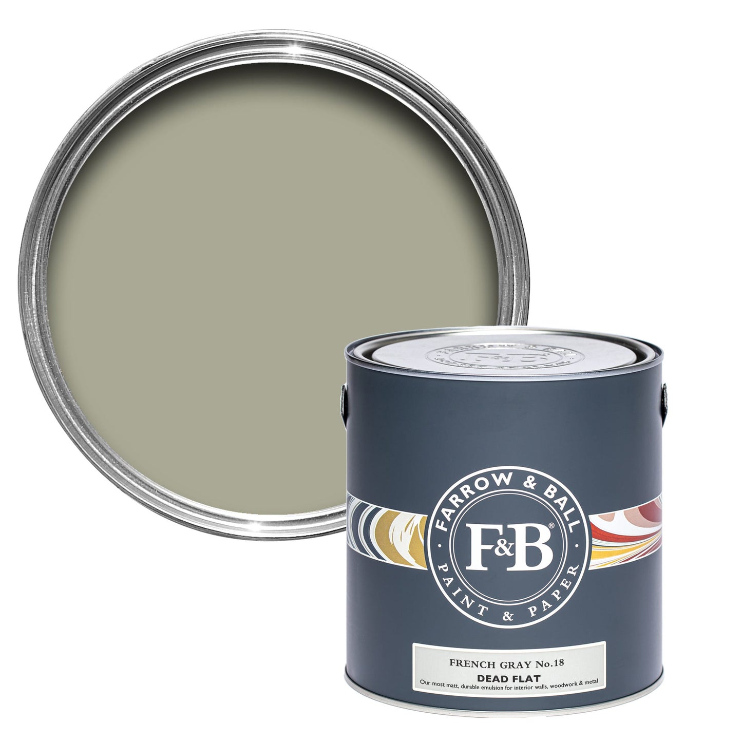 Farrow & Ball Multi Surface 2.5L Dead Flat French Gray No.18