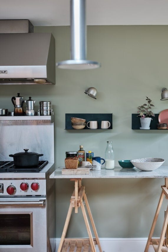French Gray No.18 by Farrow & Ball on a painted wall in a room setting