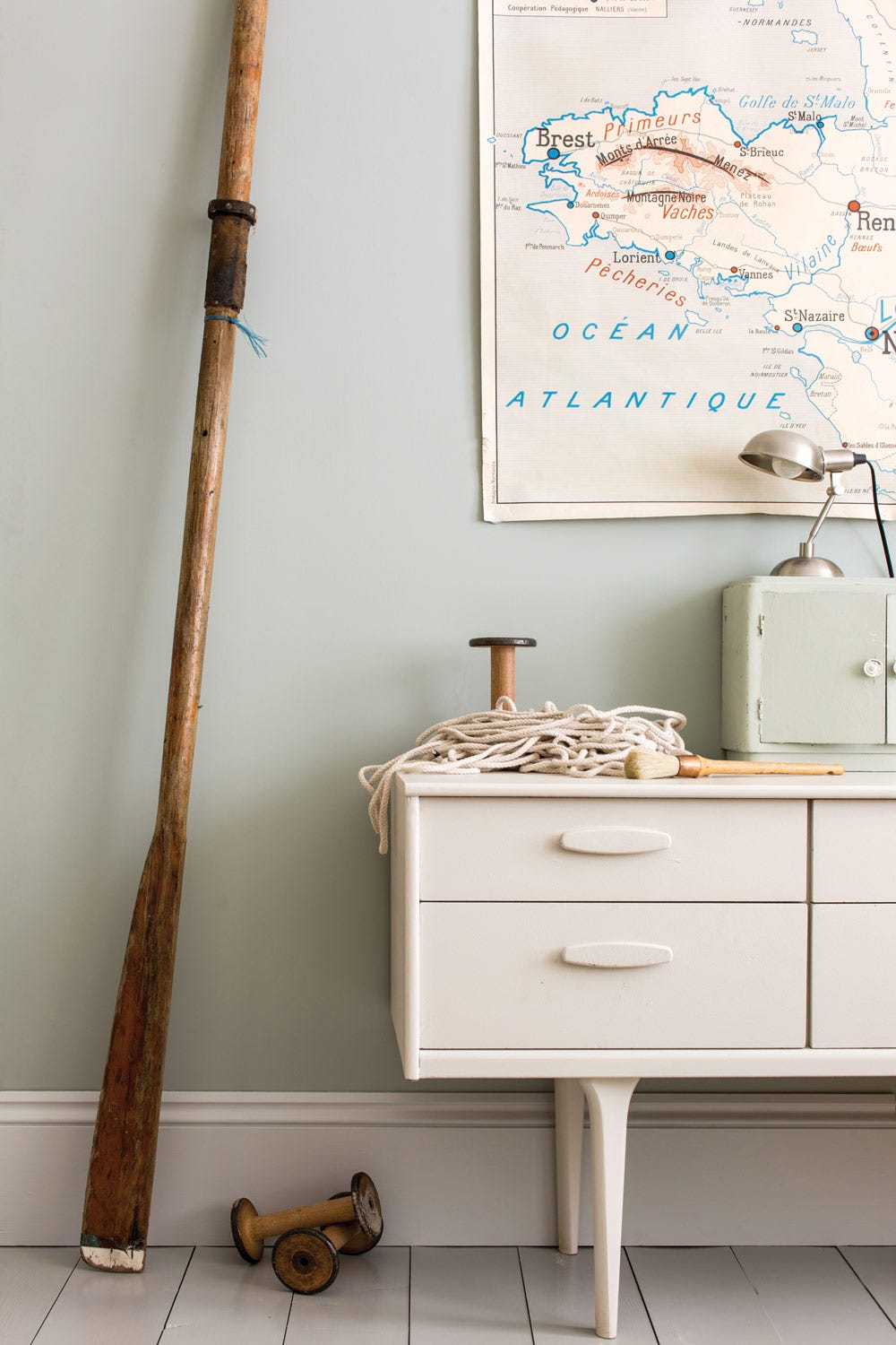Light Blue No.22 by Farrow & Ball on a painted wall in a room setting
