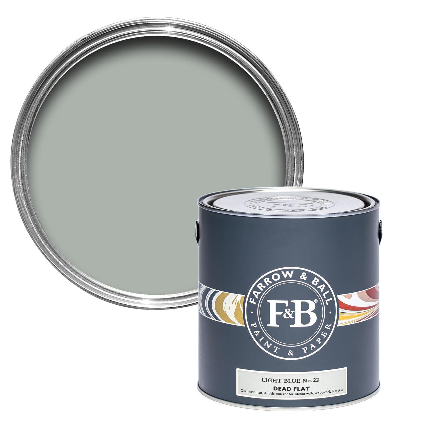 Farrow & Ball Multi Surface 2.5L Dead Flat Light Blue No.22