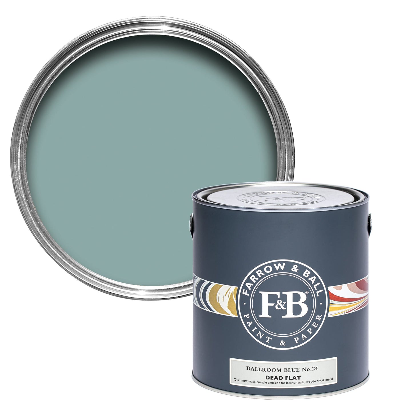 Farrow & Ball Multi Surface 2.5L Dead Flat Ballroom Blue No.24