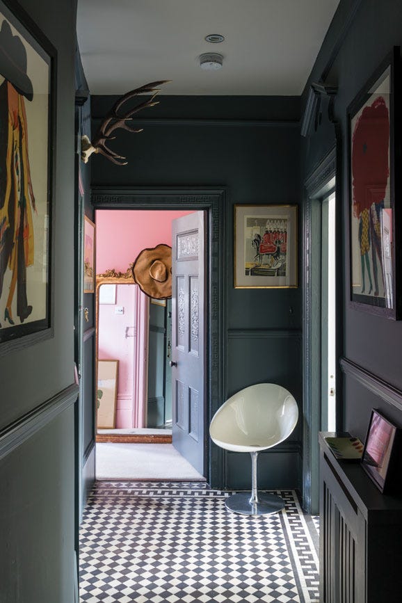 Down Pipe No.26 by Farrow & Ball on a painted wall in a room setting