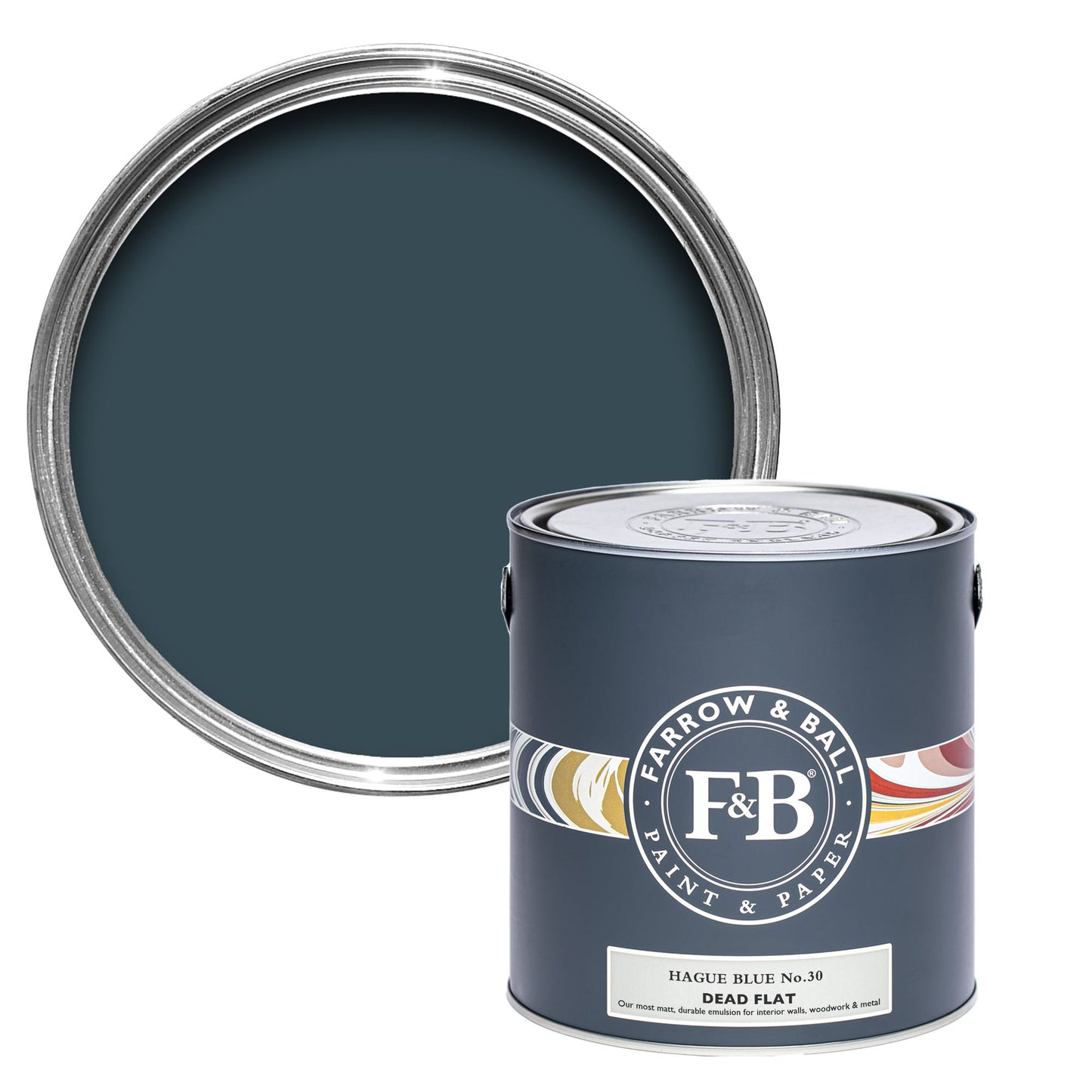 Farrow & Ball Multi Surface 2.5L Dead Flat Hague Blue No.30