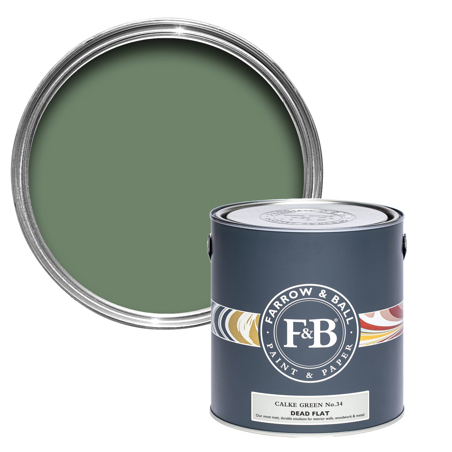 Farrow & Ball Multi Surface 2.5L Dead Flat Calke Green No.34