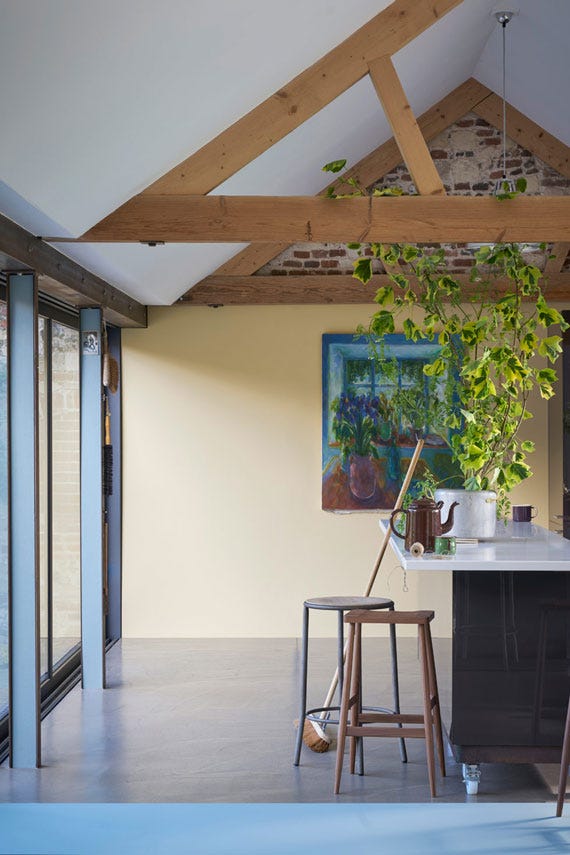 Hay No.37 by Farrow & Ball on a painted wall in a room setting