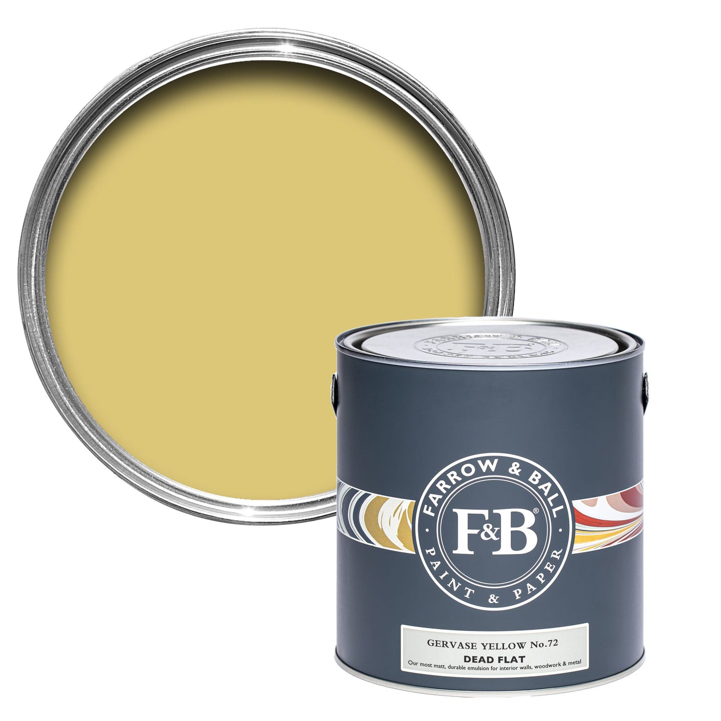 Farrow & Ball Multi Surface 5L Dead Flat Gervase Yellow No.72