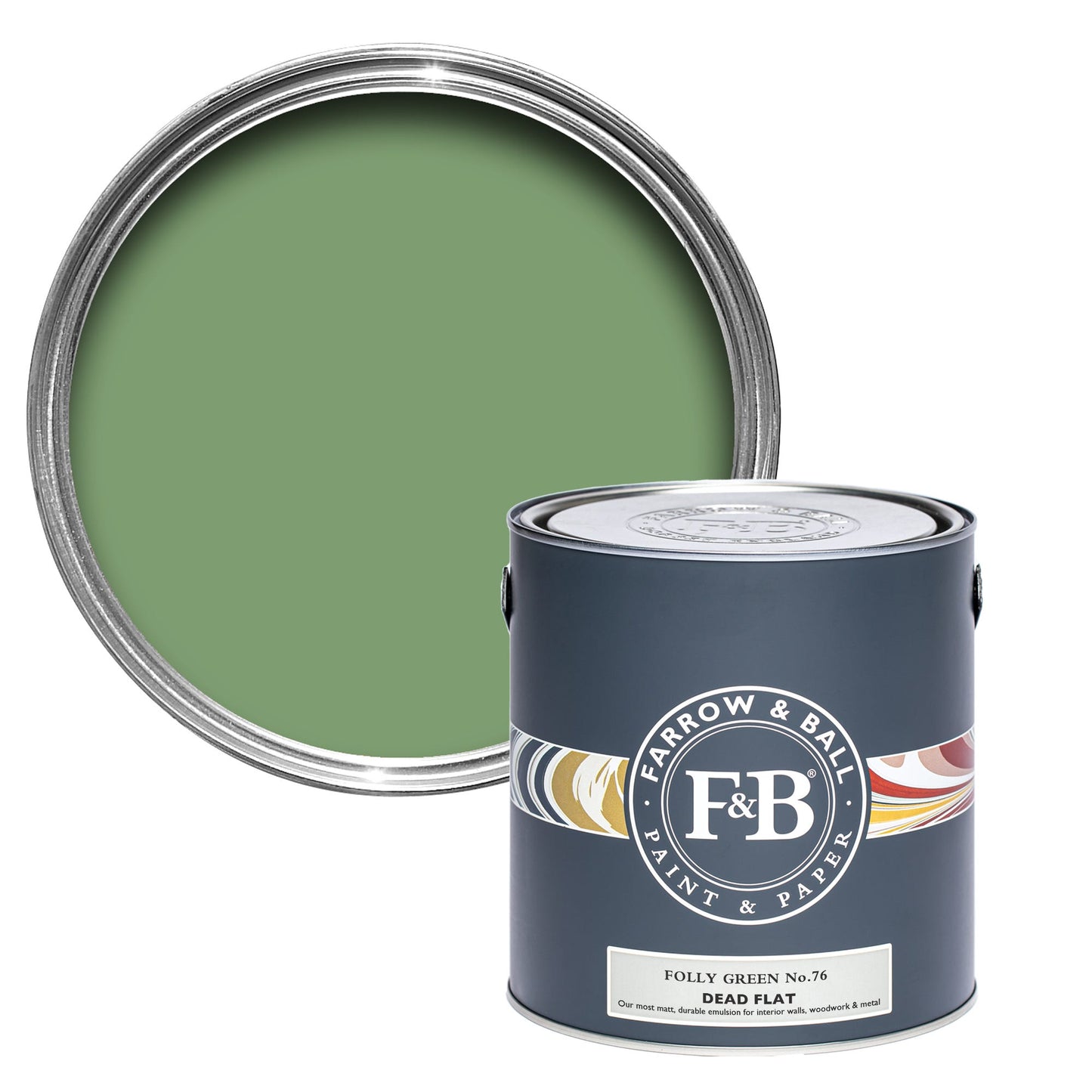 Farrow & Ball Multi Surface 5L Dead Flat Folly Green No.76