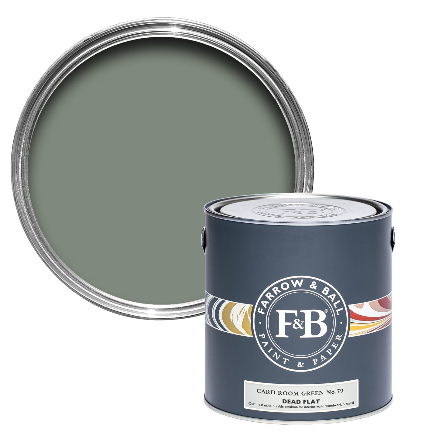 Farrow & Ball Multi Surface 5L Dead Flat Card Room Green No.79