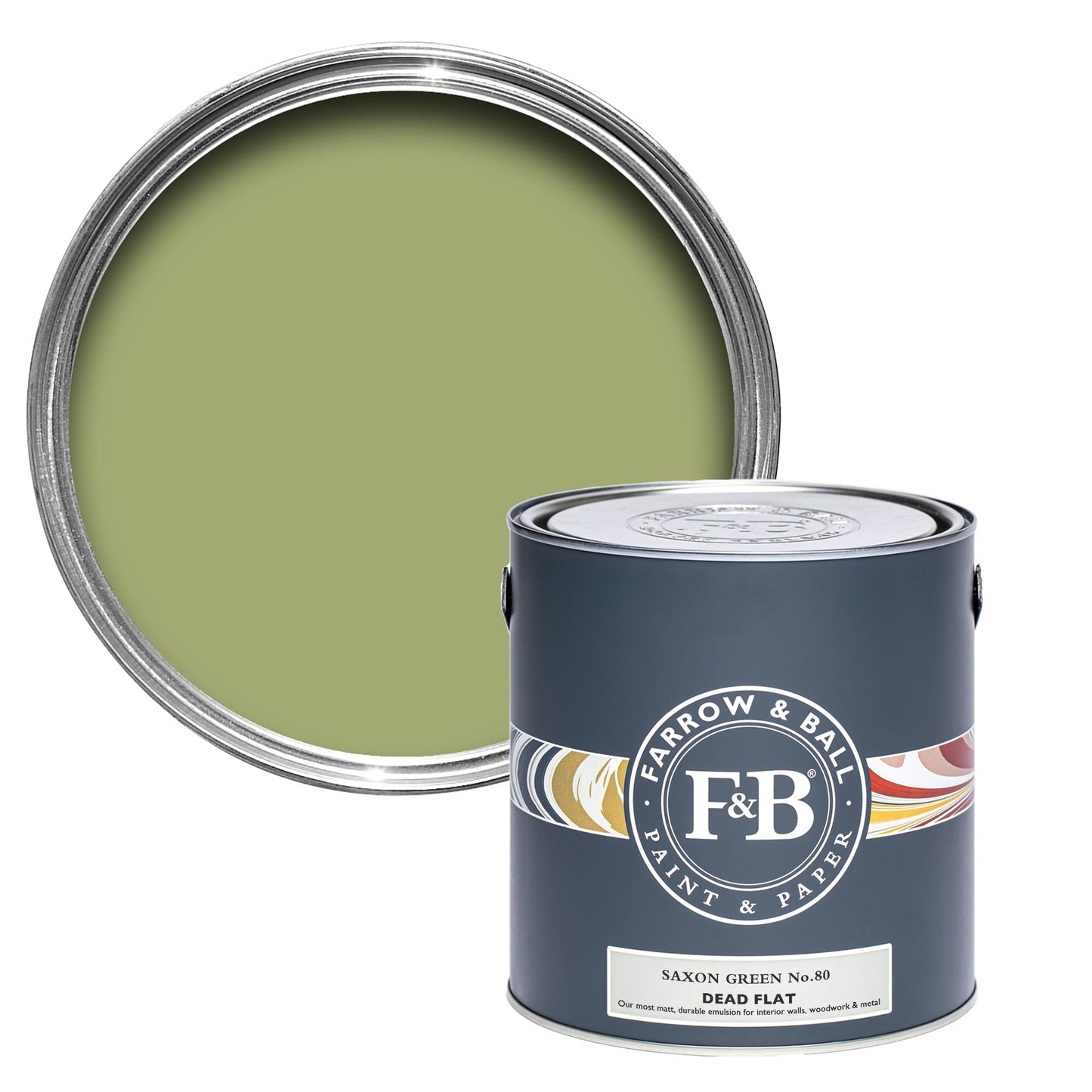 Farrow & Ball Multi Surface 2.5L Dead Flat Saxon Green No.80