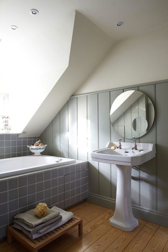 Blue Gray No.91 by Farrow & Ball on a painted wall in a room setting