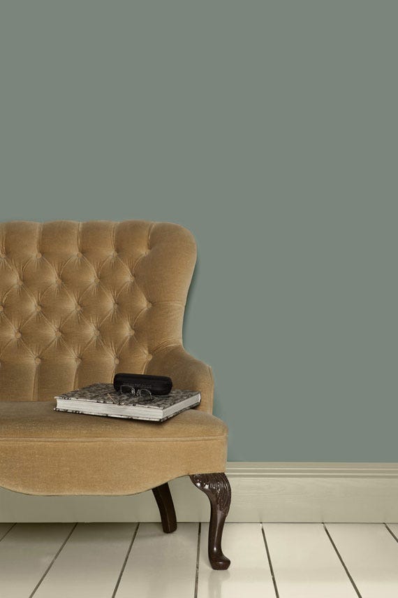 Castle Gray No.92 by Farrow & Ball on a painted wall in a room setting