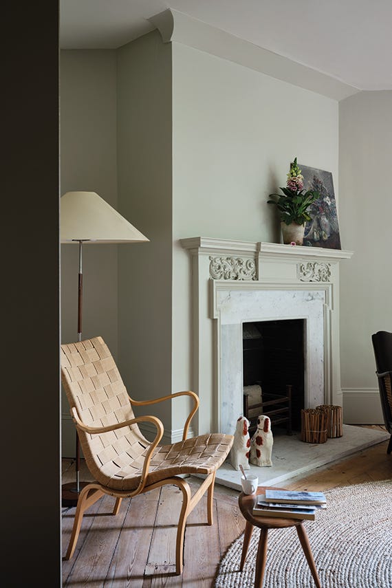 Ash Grey No.W9 by Farrow & Ball on a painted wall in a room setting