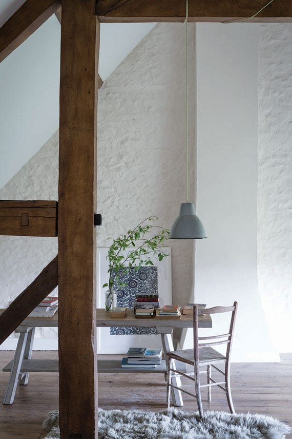 Shaded White No.201 by Farrow & Ball on a painted wall in a room setting