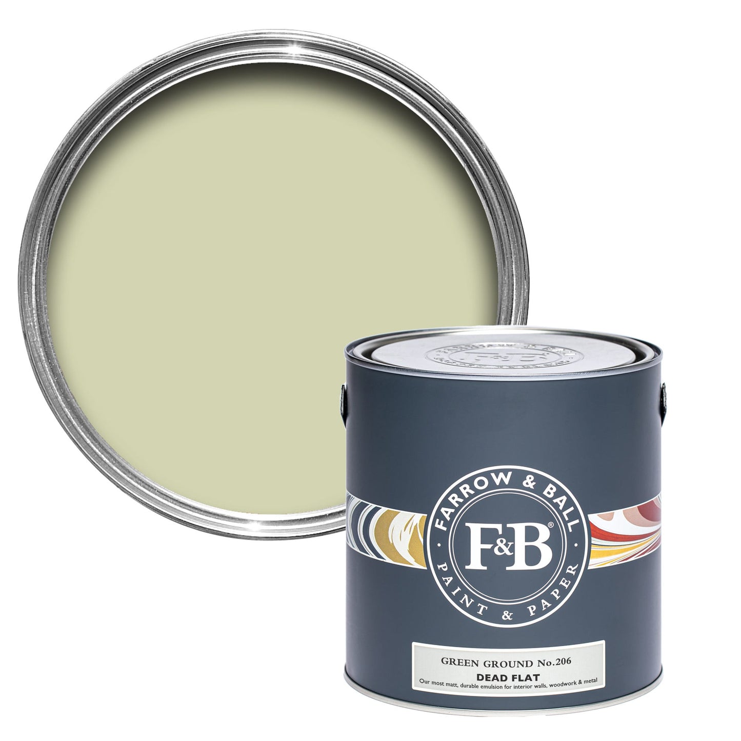 Farrow & Ball Multi Surface 2.5L Dead Flat Green Ground No.206