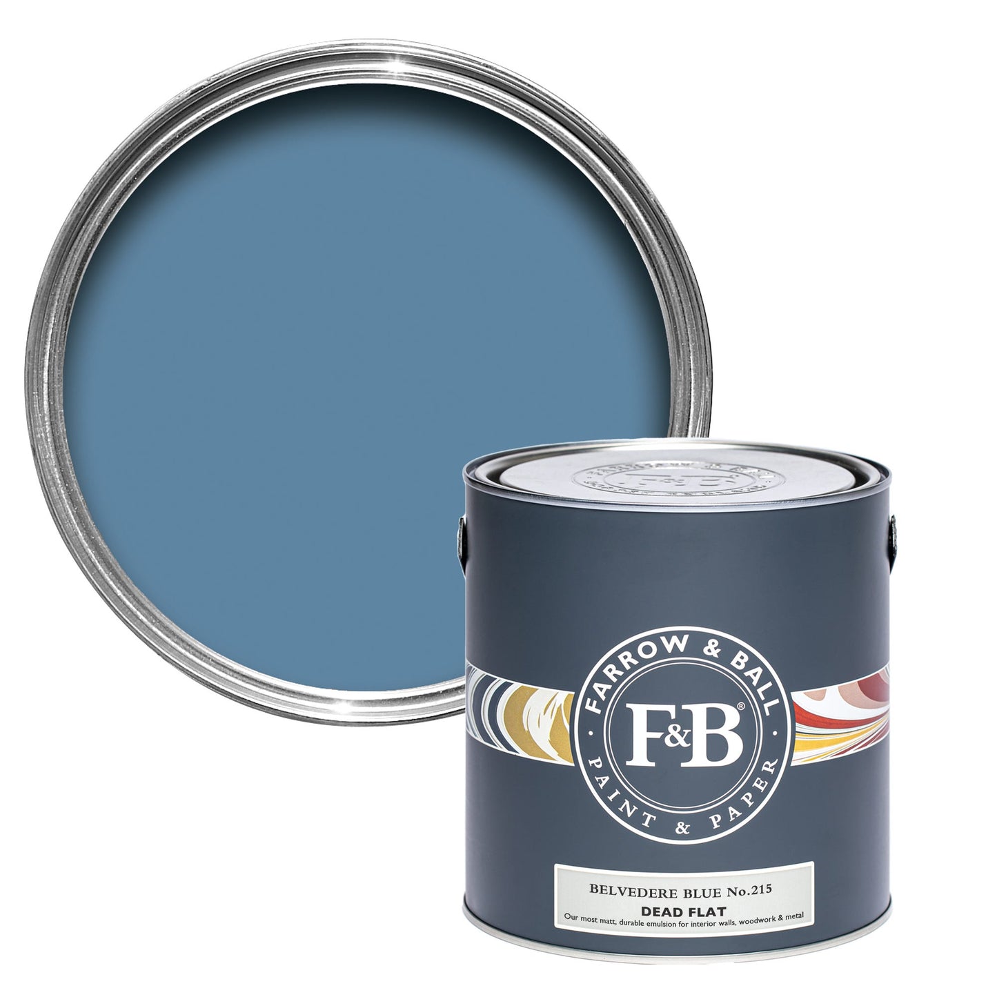 Farrow & Ball Multi Surface 2.5L Dead Flat Belvedere Blue No.215