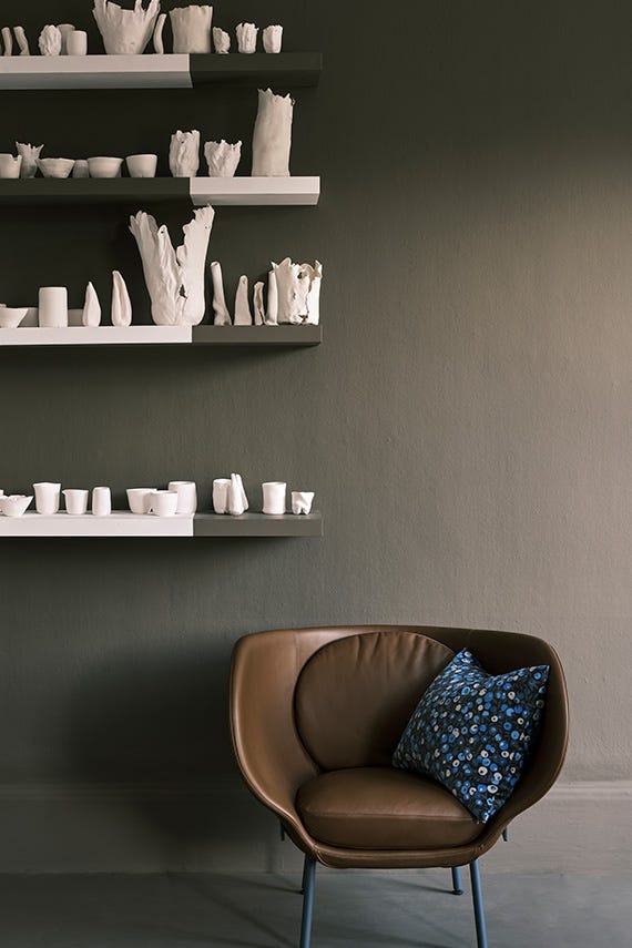 Pantalon No.221 by Farrow & Ball on a painted wall in a room setting