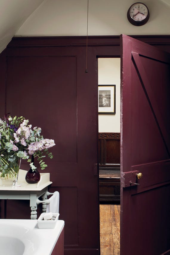 Brinjal No.222 by Farrow & Ball on a painted wall in a room setting