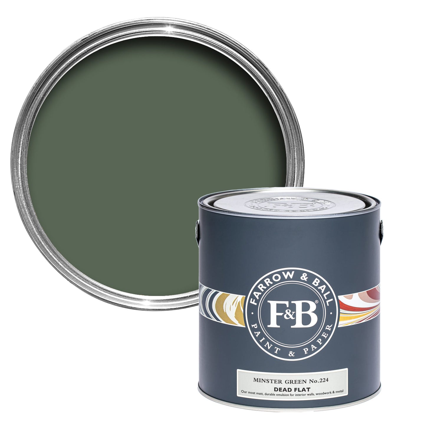 Farrow & Ball Multi Surface 2.5L Dead Flat Minster Green No.224