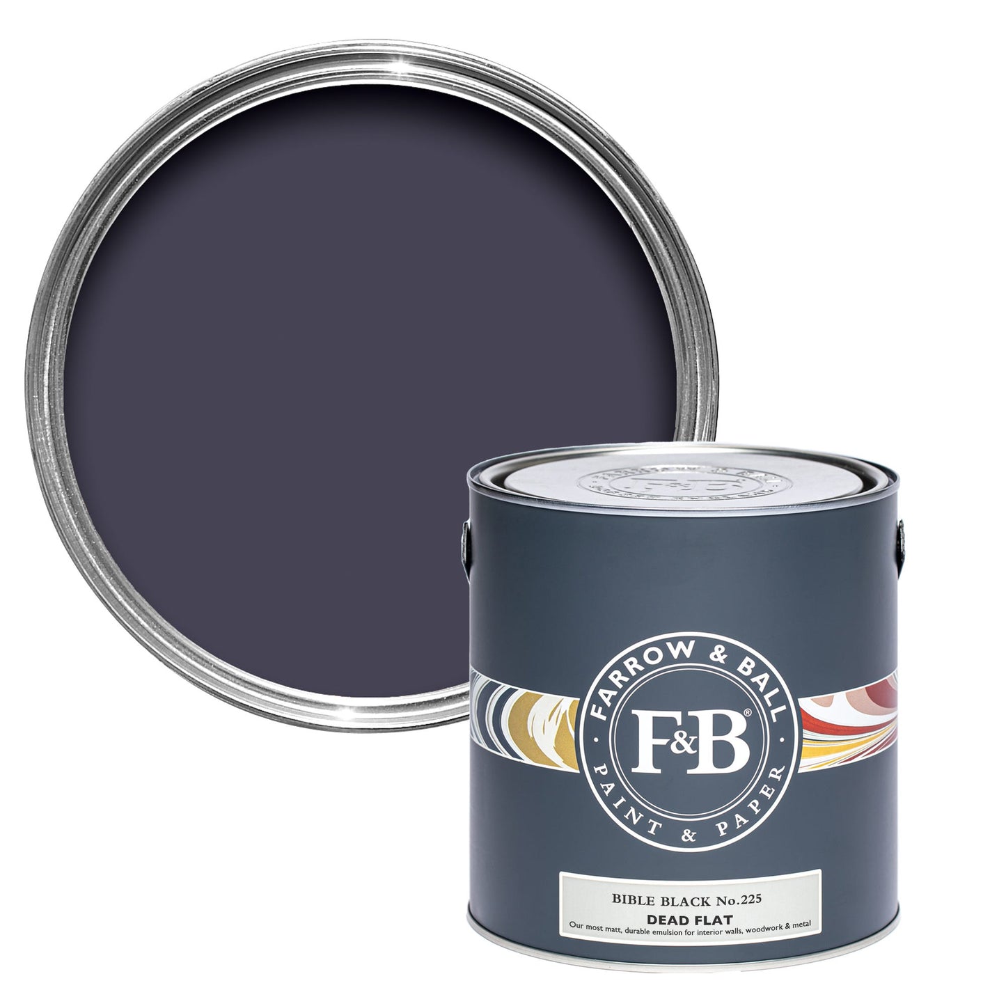 Farrow & Ball Multi Surface 2.5L Dead Flat Bible Black No.225