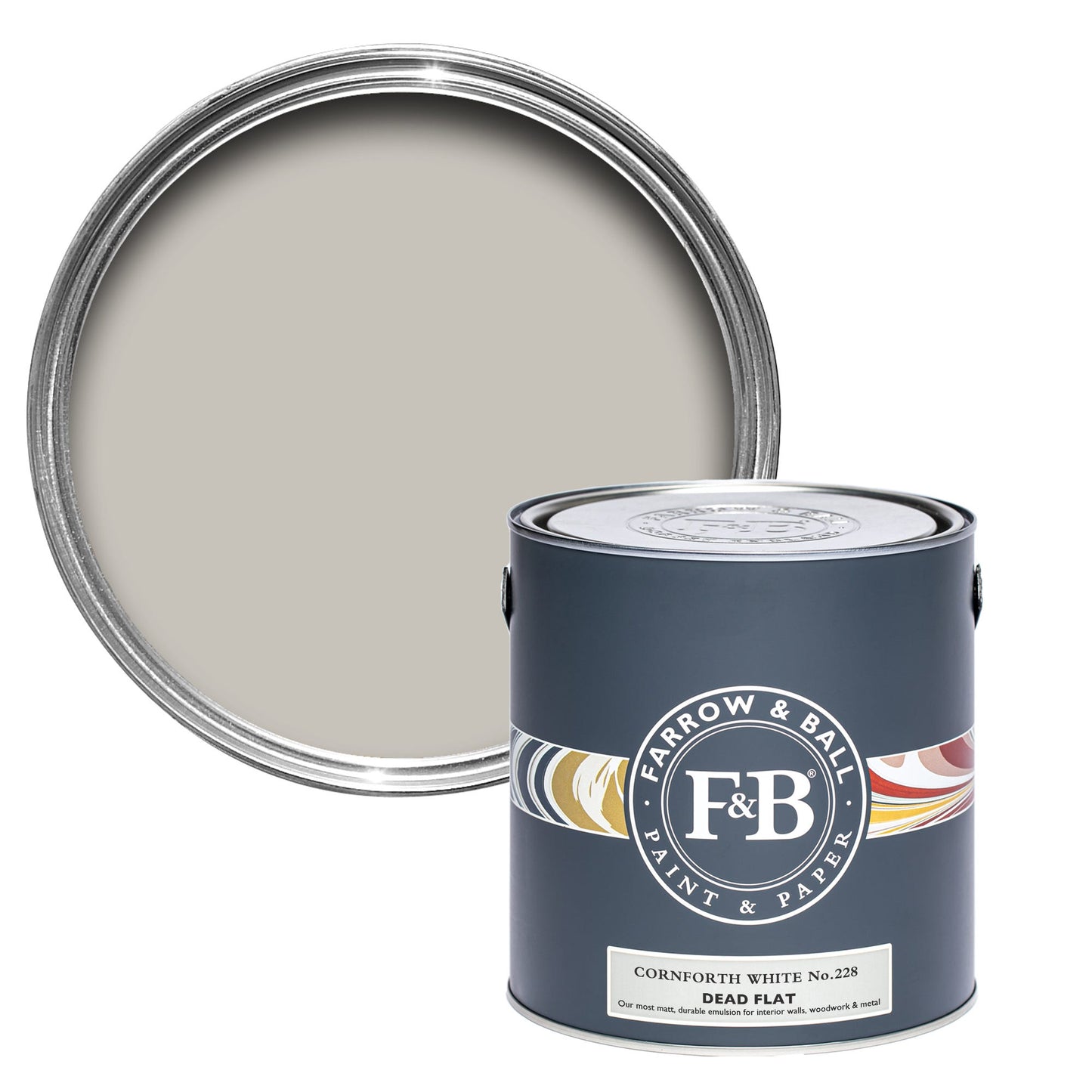 Farrow & Ball Multi Surface 2.5L Dead Flat Cornforth White No.228