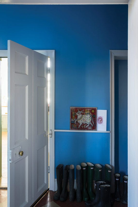 Cook's Blue No.237 by Farrow & Ball on a painted wall in a room setting