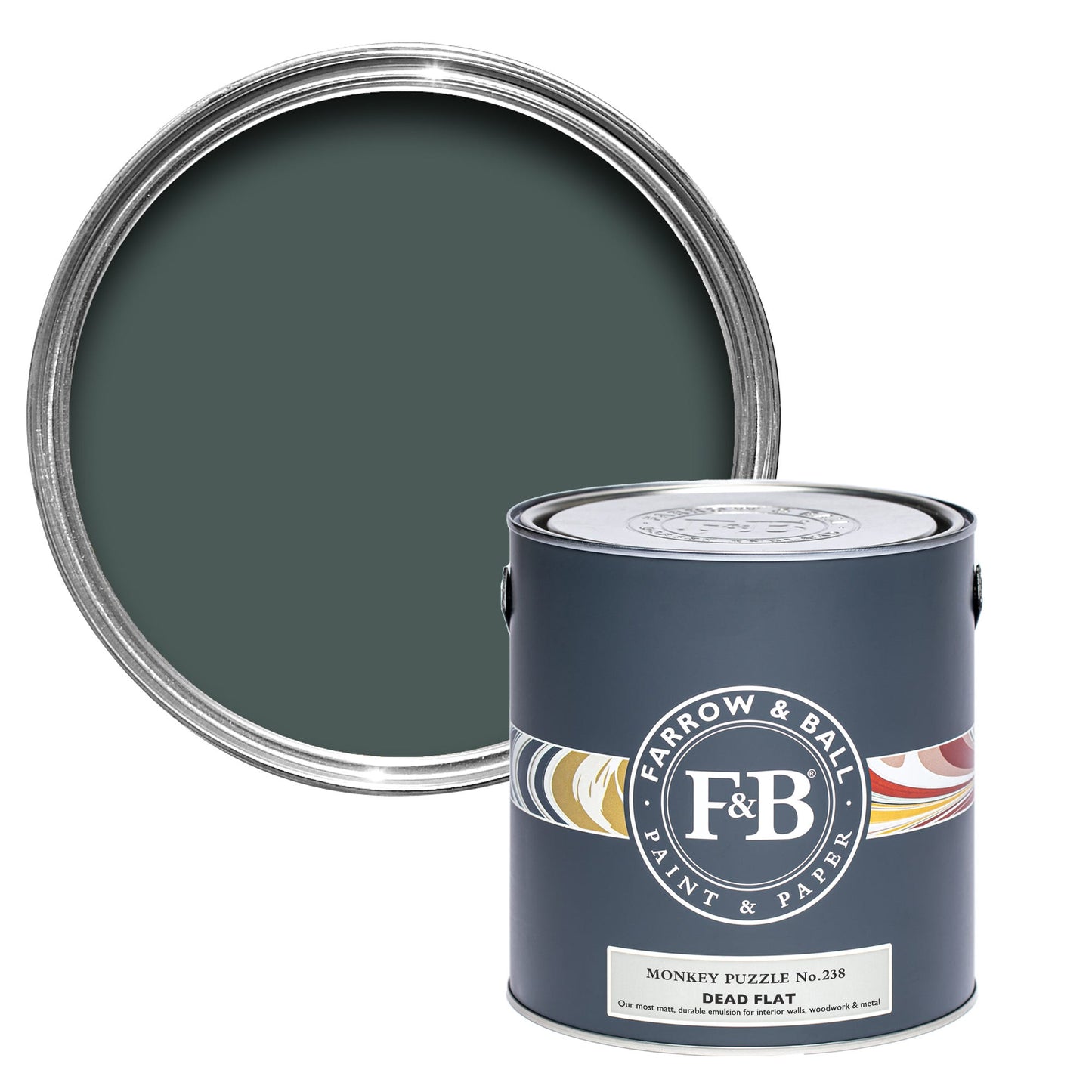 Farrow & Ball Multi Surface 5L Dead Flat Monkey Puzzle No.238