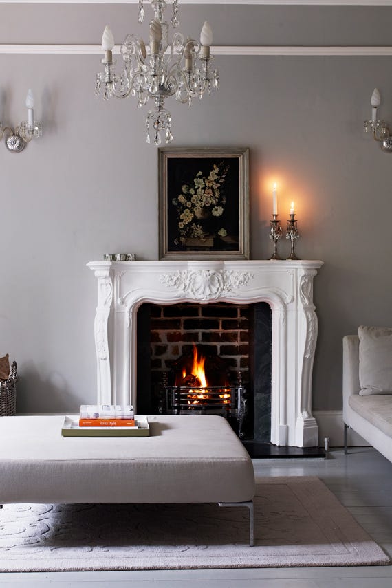 Pavilion Gray No.242 by Farrow & Ball on a painted wall in a room setting