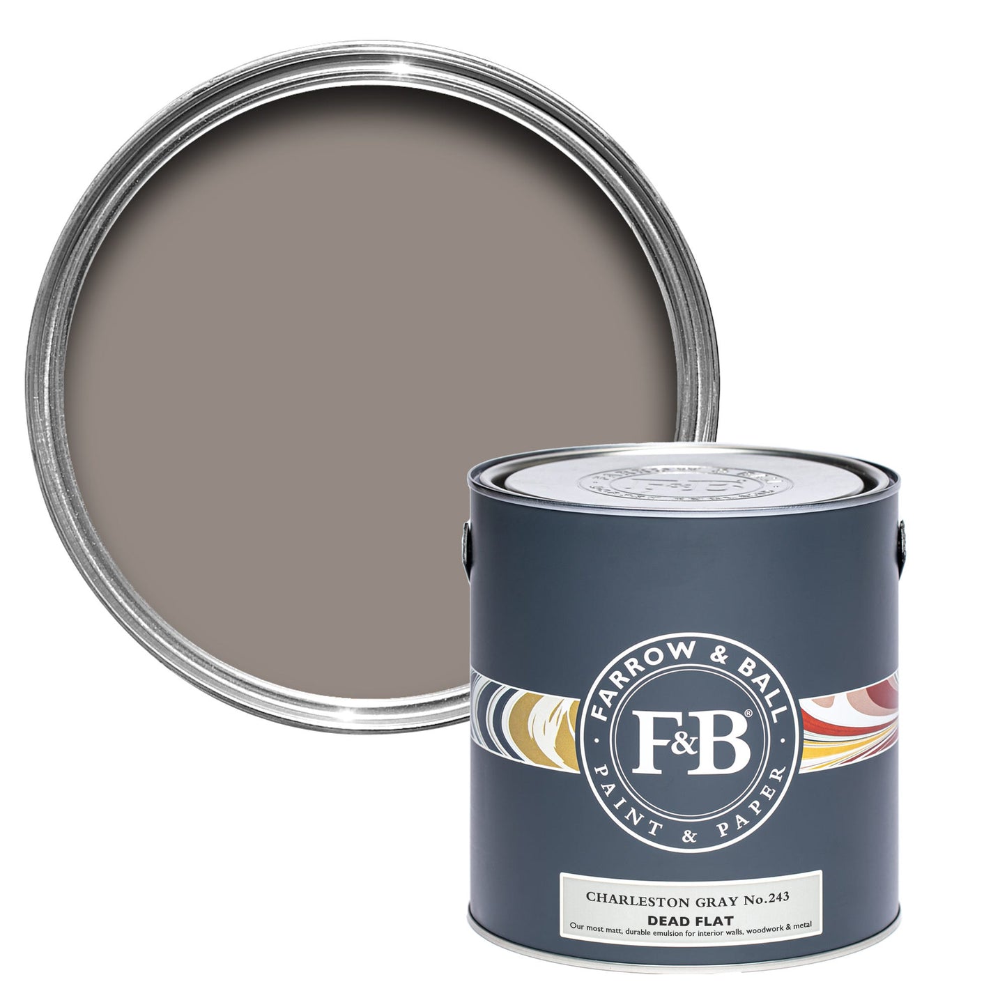 Farrow & Ball Multi Surface 750ml Dead Flat Charleston Gray No.243