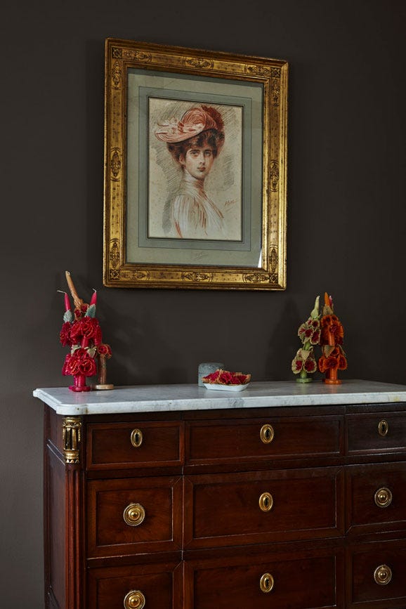 London Clay No.244 by Farrow & Ball on a painted wall in a room setting