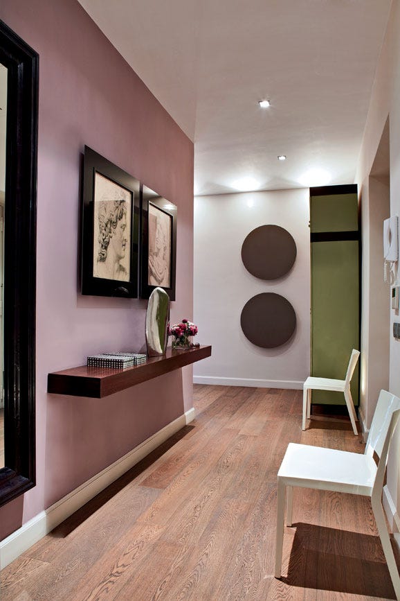 Cinder Rose No.246 by Farrow & Ball on a painted wall in a room setting