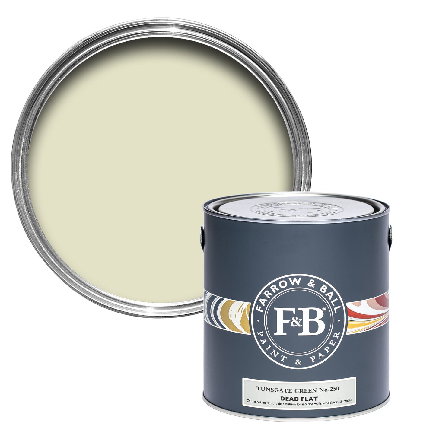 Farrow & Ball Multi Surface 5L Dead Flat Tunsgate Green No.250