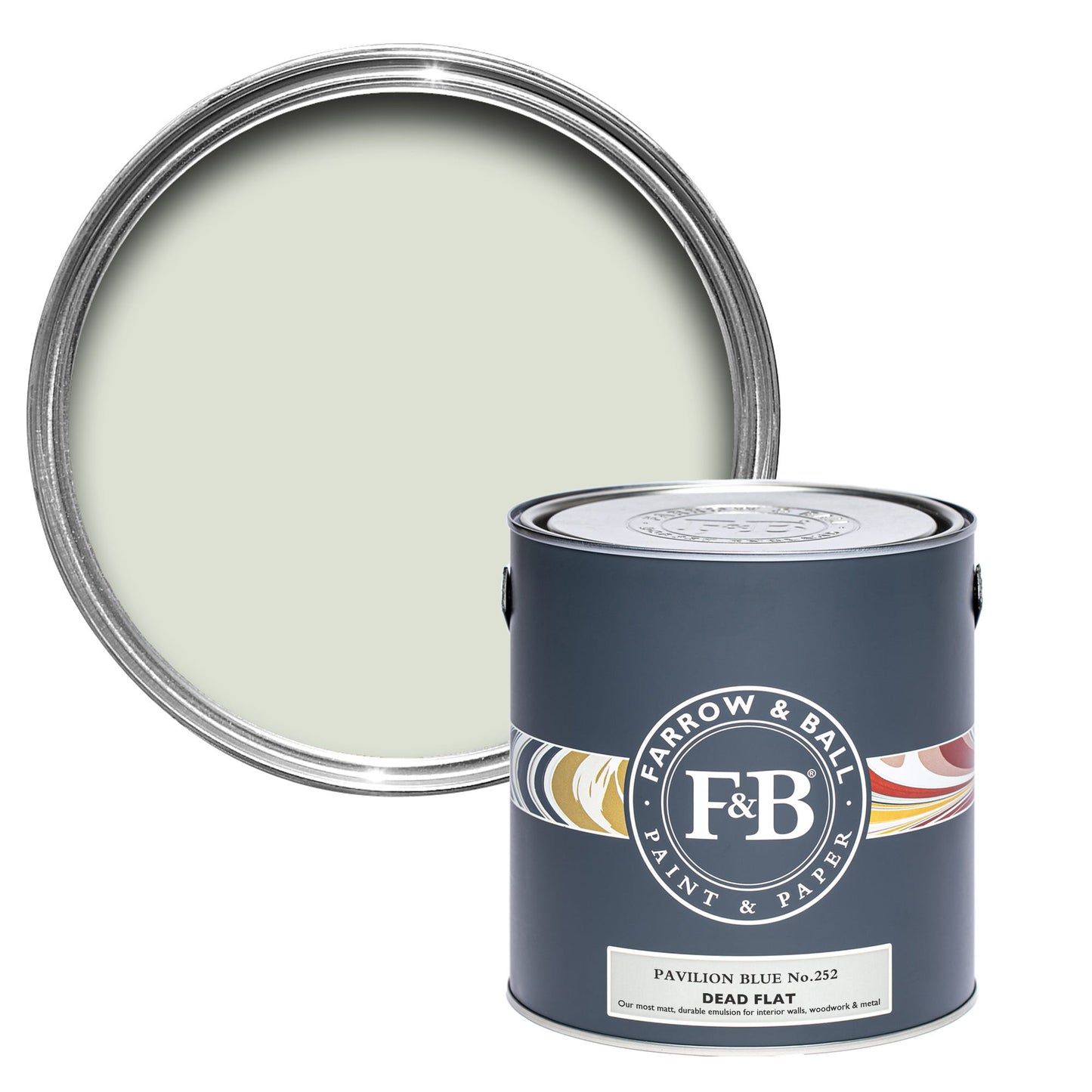 Farrow & Ball Multi Surface 5L Dead Flat Pavilion Blue No.252