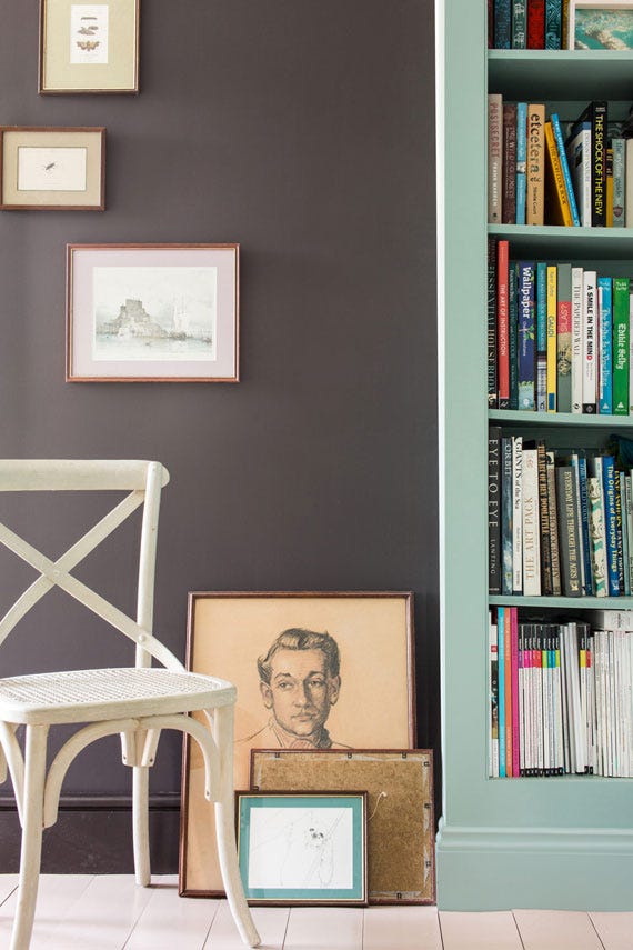 Tanners Brown No.255 by Farrow & Ball on a painted wall in a room setting