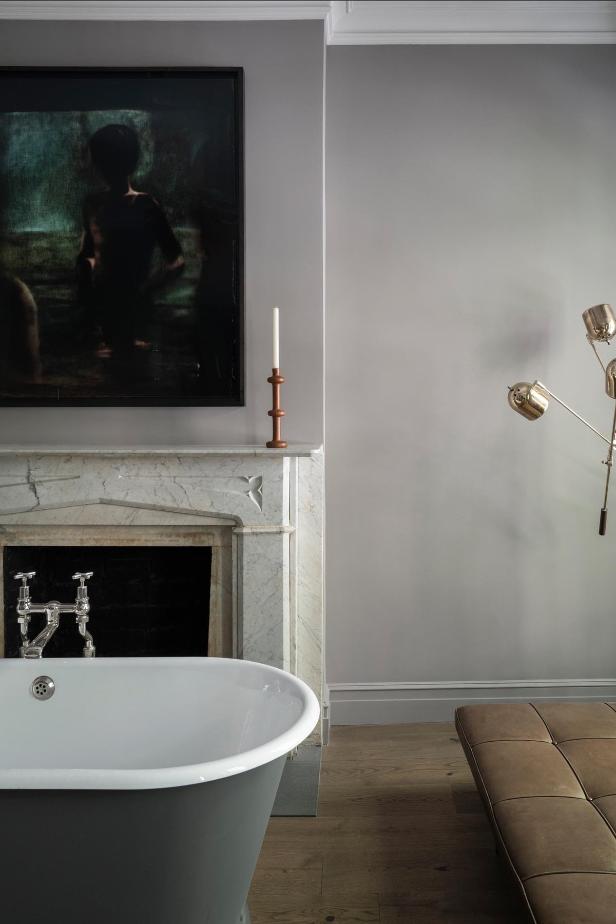 Dove Tale No.267 by Farrow & Ball on a painted wall in a room setting