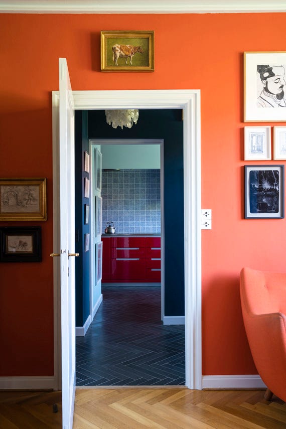 Charlotte's Locks No.268 by Farrow & Ball on a painted wall in a room setting