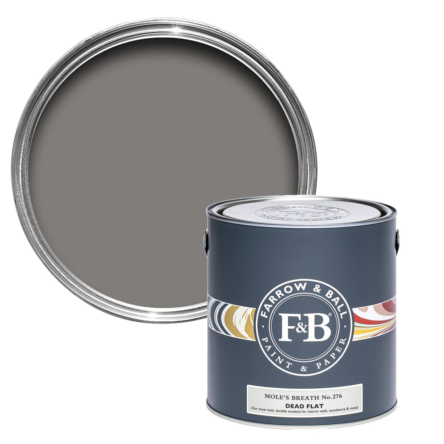 Farrow & Ball Multi Surface 2.5L Dead Flat Mole's Breath No.276