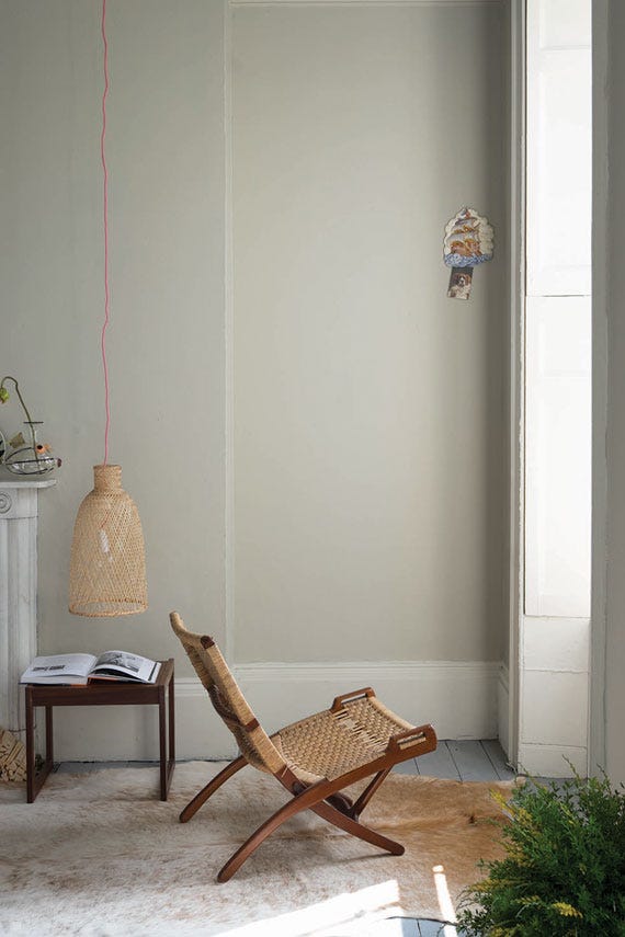 Drop Cloth No.283 by Farrow & Ball on a painted wall in a room setting