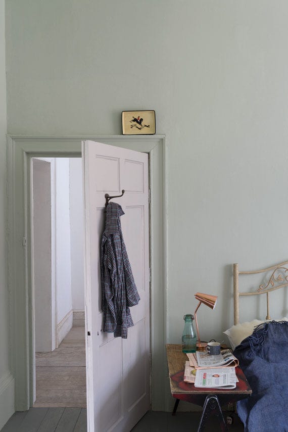 Cromarty No.285 by Farrow & Ball on a painted wall in a room setting