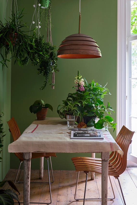 Yeabridge Green No.287 by Farrow & Ball on a painted wall in a room setting