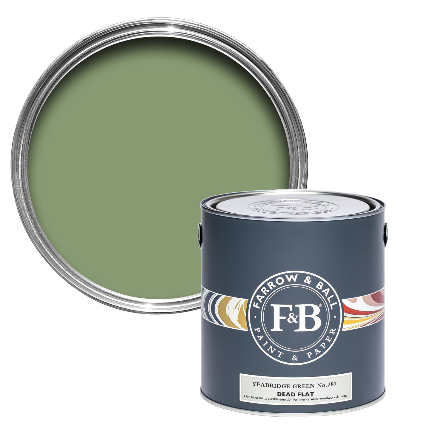Farrow & Ball Multi Surface 2.5L Dead Flat Yeabridge Green No.287