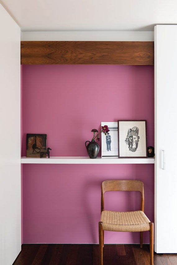 Rangwali No.296 by Farrow & Ball on a painted wall in a room setting