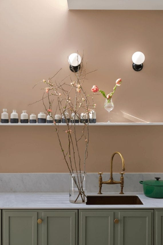 Templeton Pink No.303 by Farrow & Ball on a painted wall in a room setting