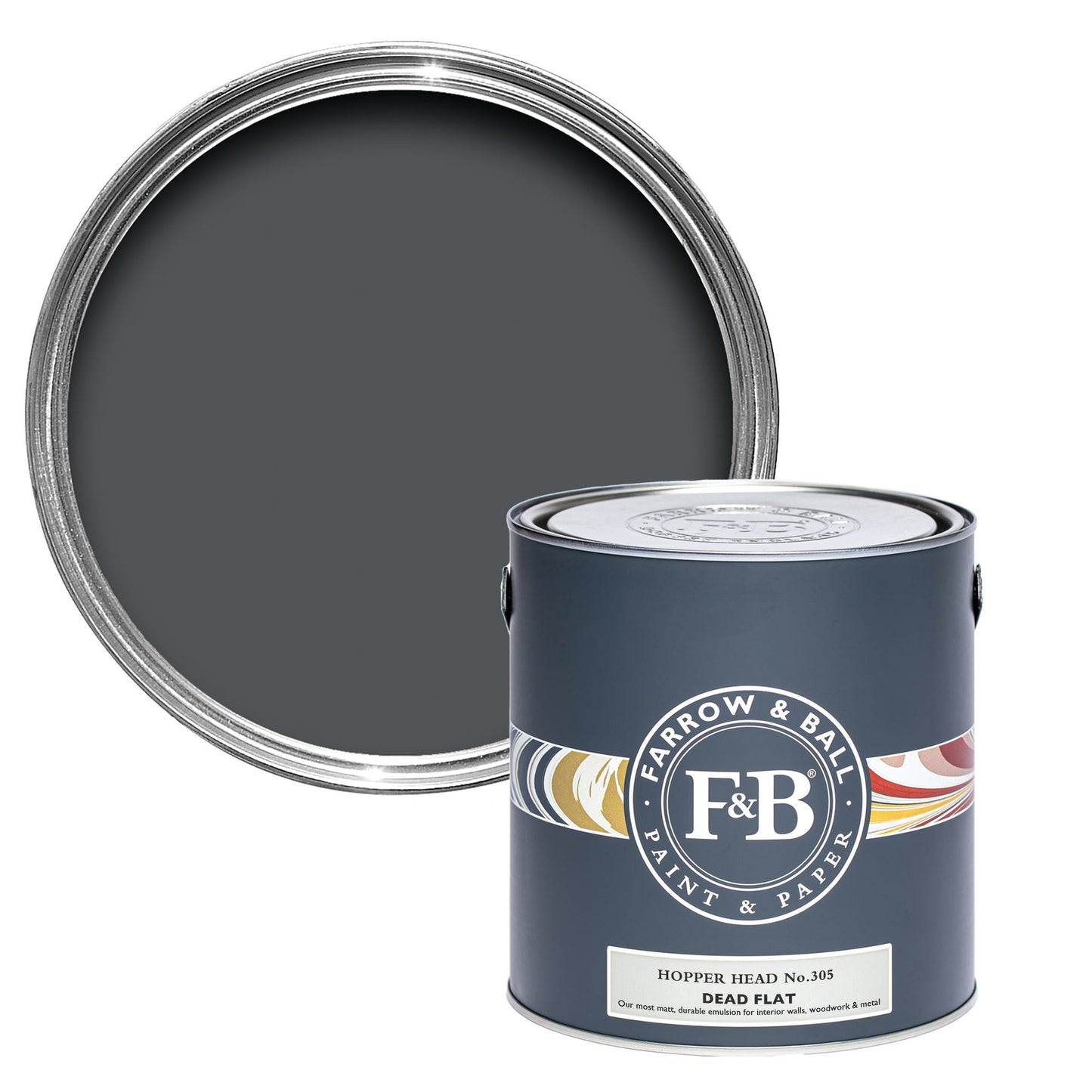 Farrow & Ball Multi Surface 750ml Dead Flat Hopper Head No.305