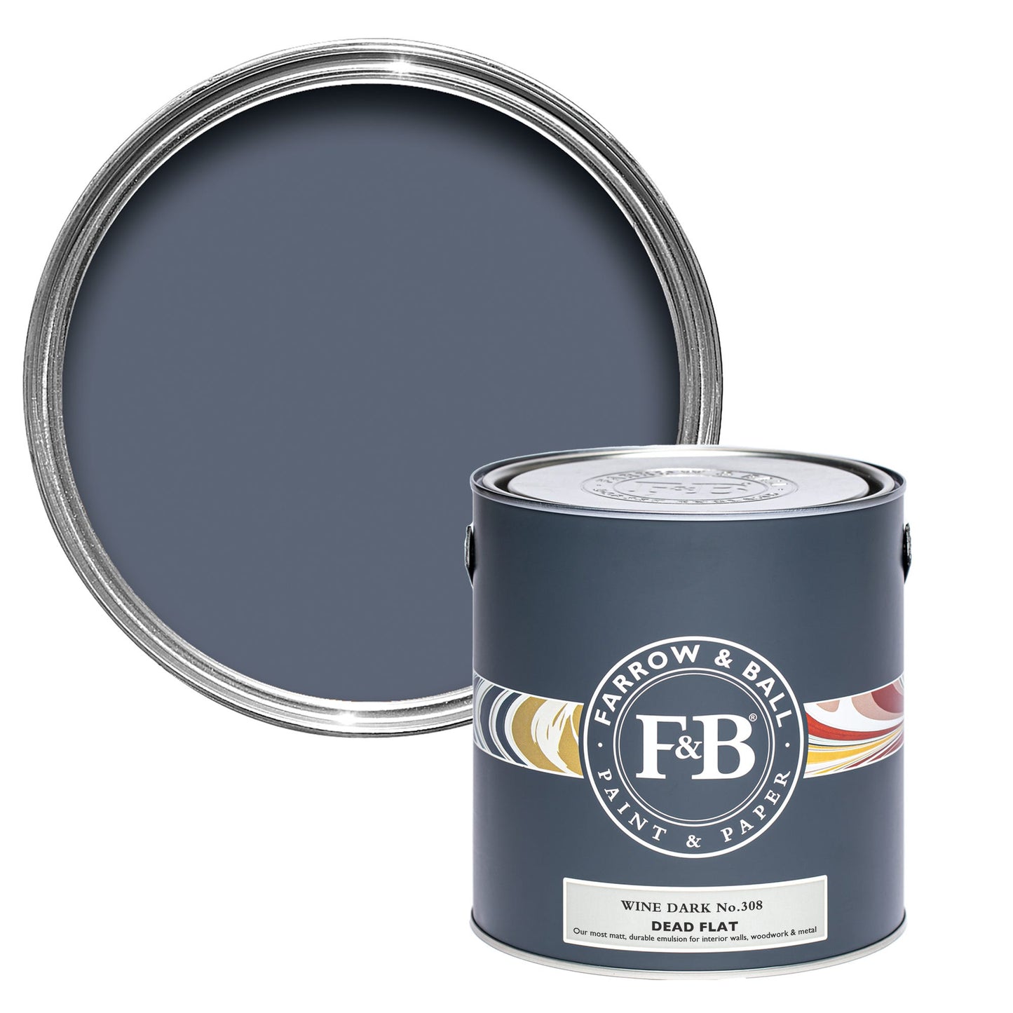 Farrow & Ball Multi Surface 2.5L Dead Flat Wine Dark No.308