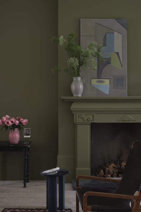 Dibber No.312 by Farrow & Ball on a painted wall in a room setting