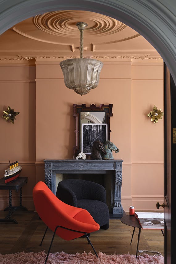 Naperon No.315 by Farrow & Ball on a painted wall in a room setting