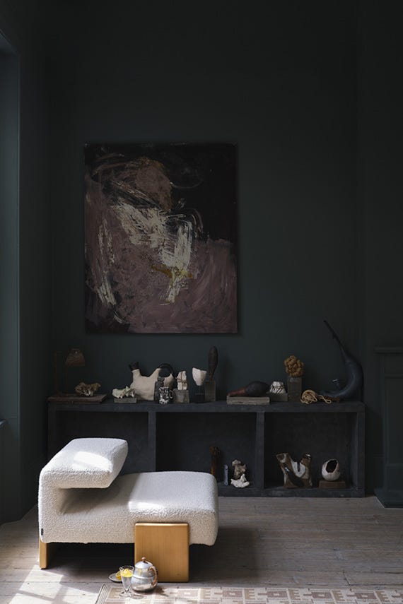 Douter No.318 by Farrow & Ball on a painted wall in a room setting