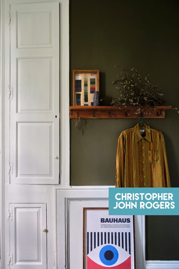 Cardamom No.CB5 by Farrow & Ball on a painted wall in a room setting