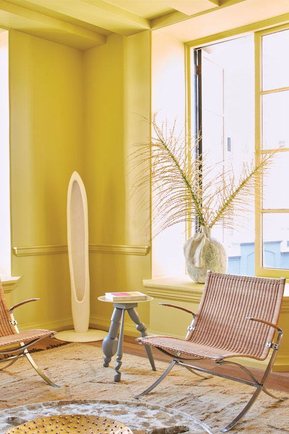 Citrona No.CC3 by Farrow & Ball on a painted wall in a room setting